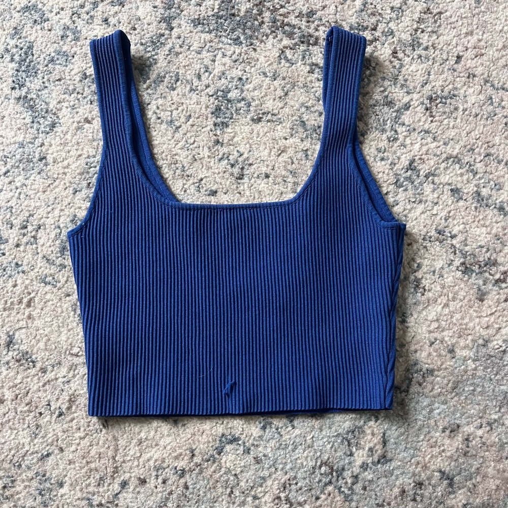 Glassons Blue Ribbed Women's Crop Top